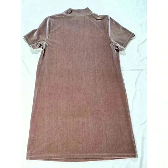 Madewell Velvet Mockneck Shift Dress Frosty Mauve Short Sleeve Stretch Size M - Picture 2 of 5